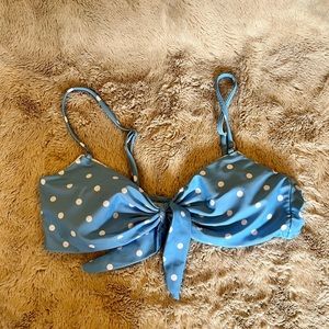 Blue polka dot bikini top